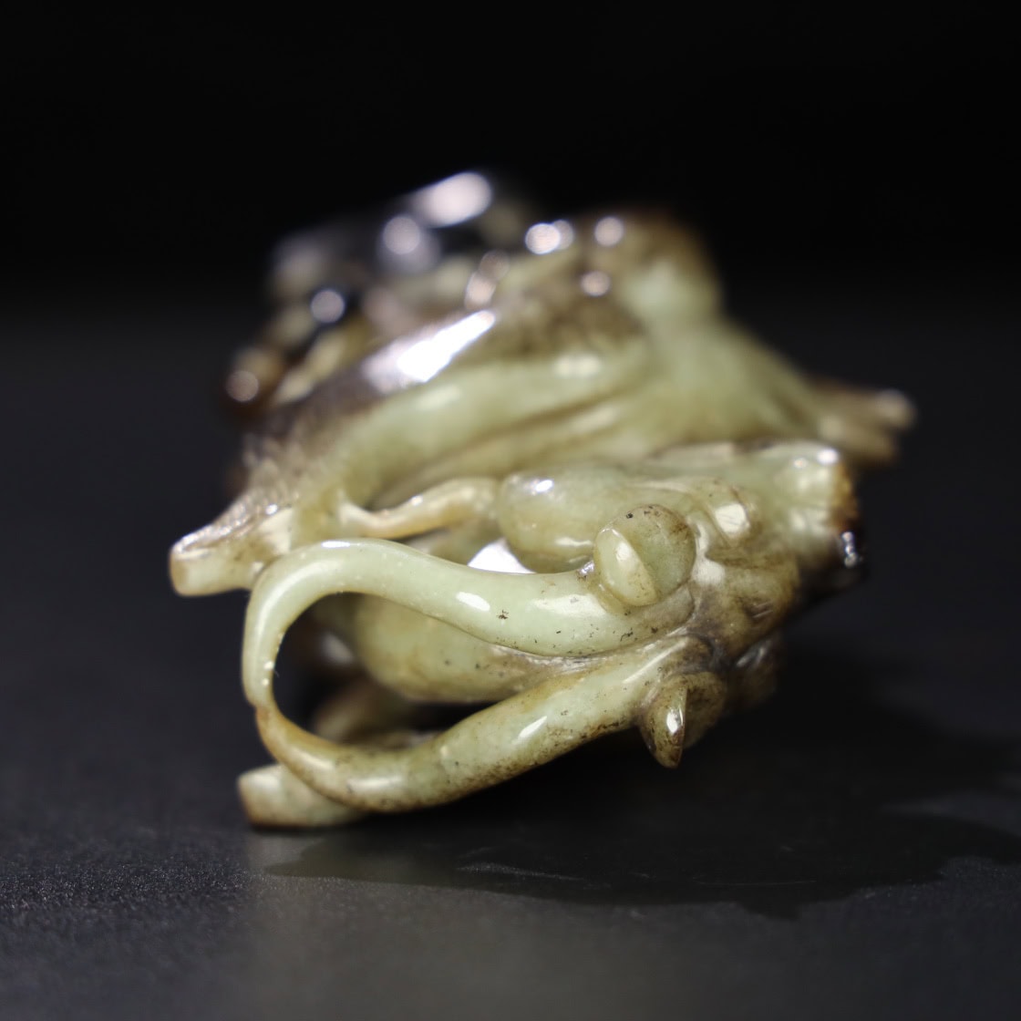 Chinese Natural Jade Carved Dragon Ornaments