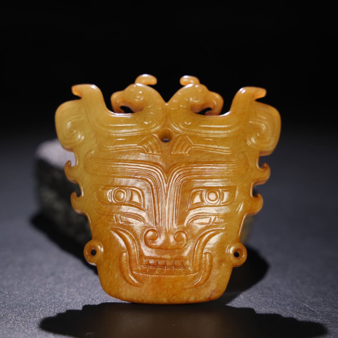 Chinese Natural Jade Carved Mask