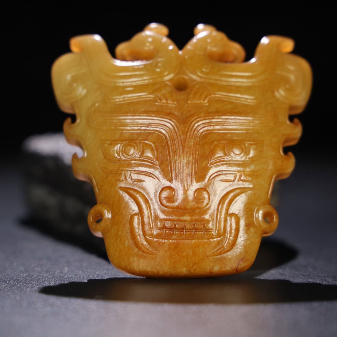 Chinese Natural Jade Carved Mask