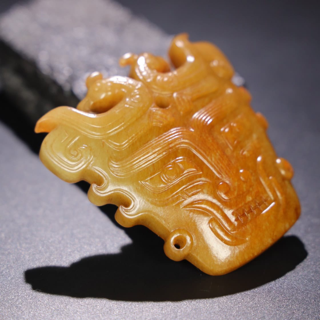 Chinese Natural Jade Carved Mask