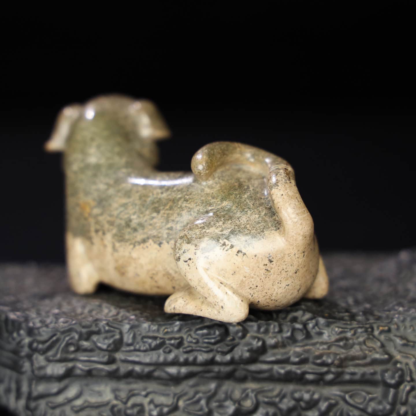 Chinese Natural Jade Carved Dog