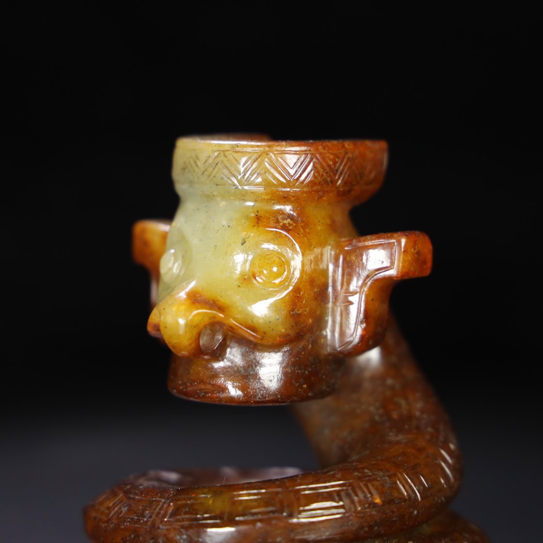 Chinese Natural Jade Carved Sanxingdui ornaments