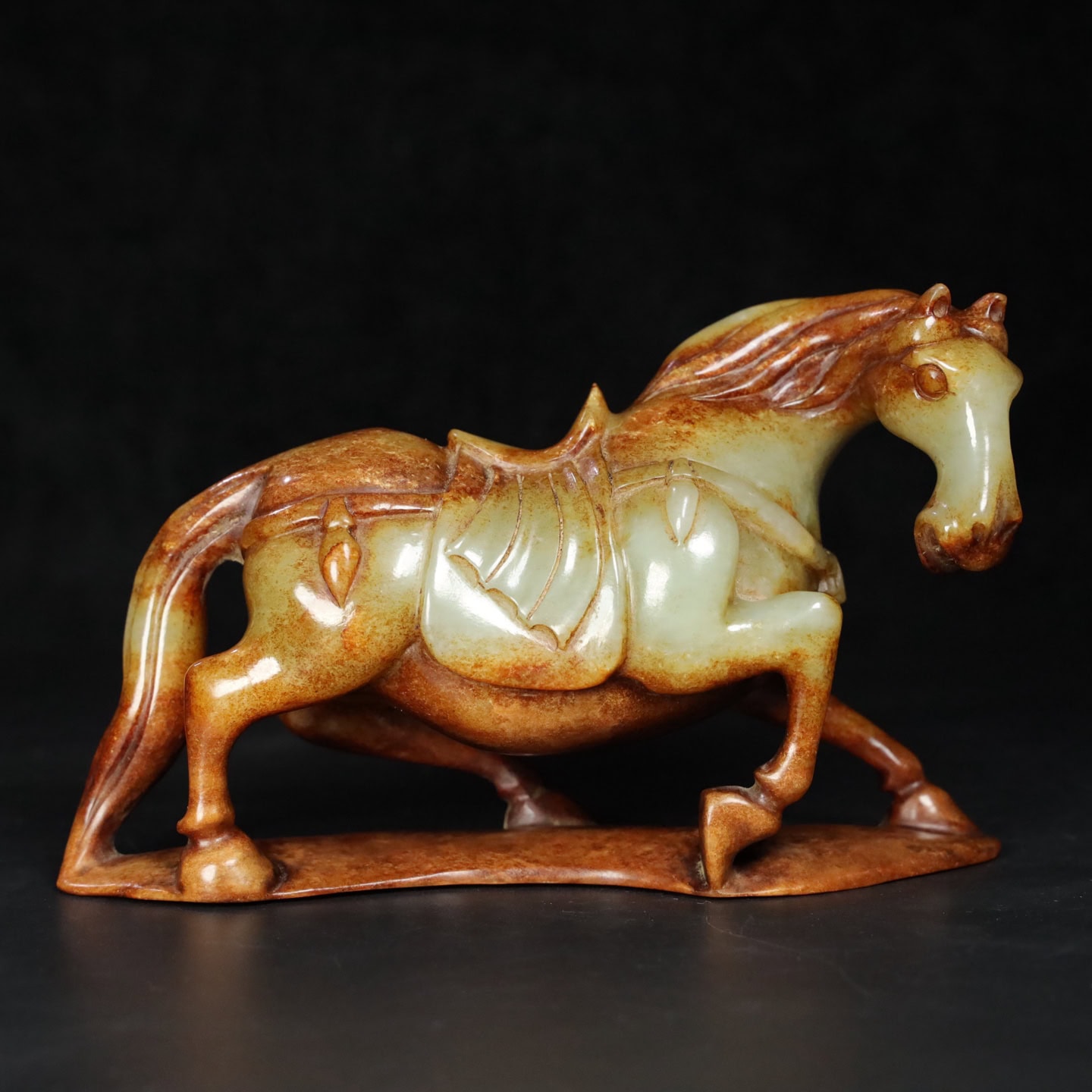 Chinese Natural Jade Carved Horses