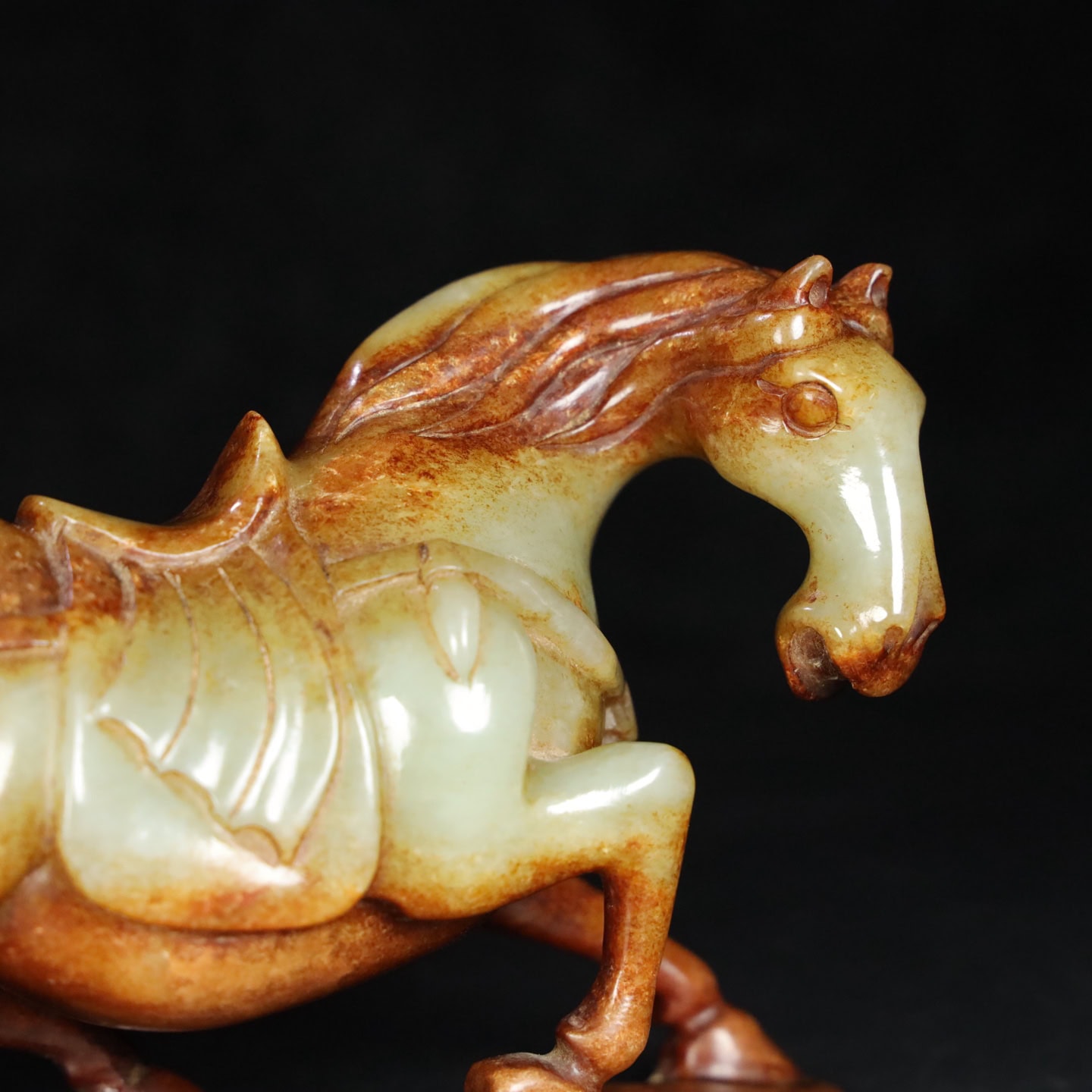 Chinese Natural Jade Carved Horses