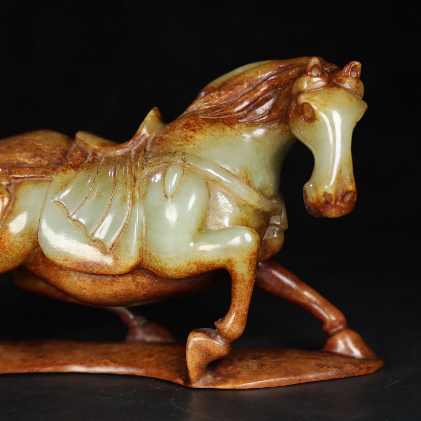 Chinese Natural Jade Carved Horses