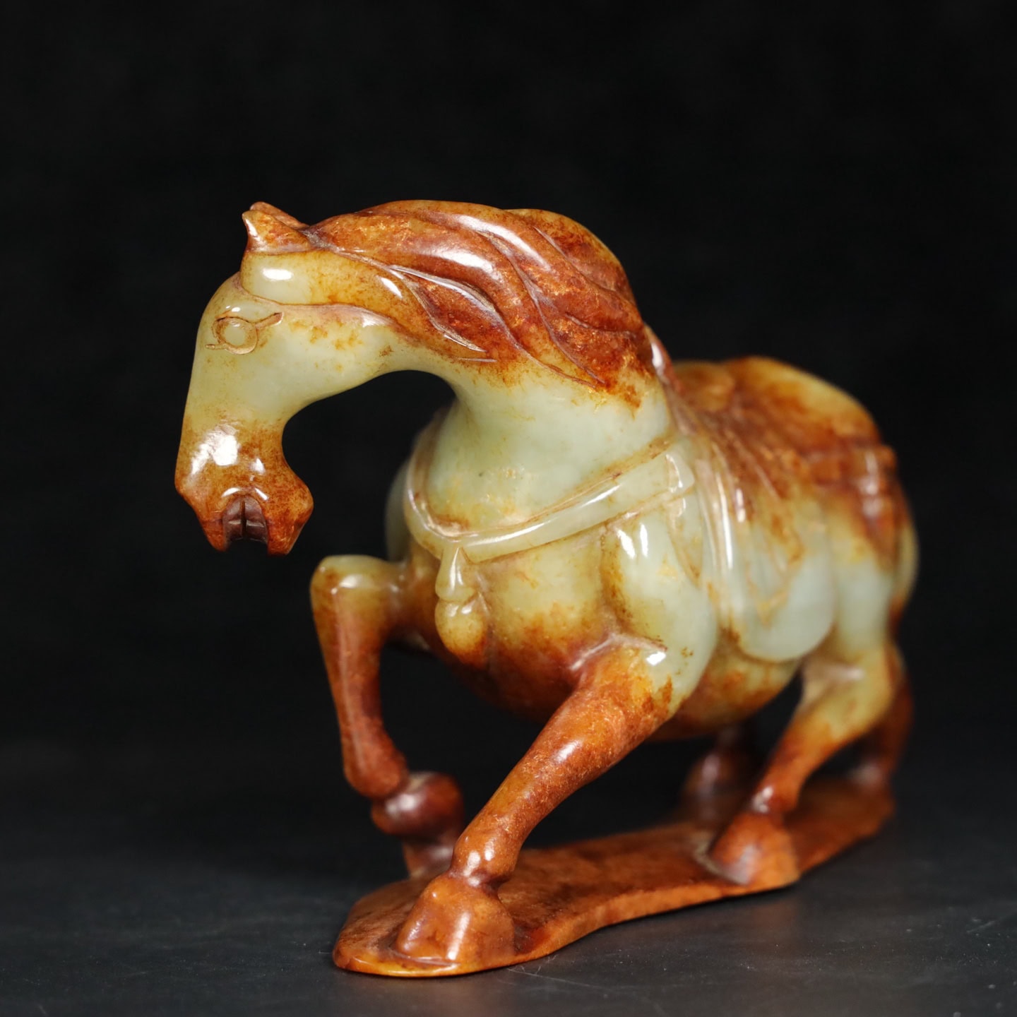 Chinese Natural Jade Carved Horses