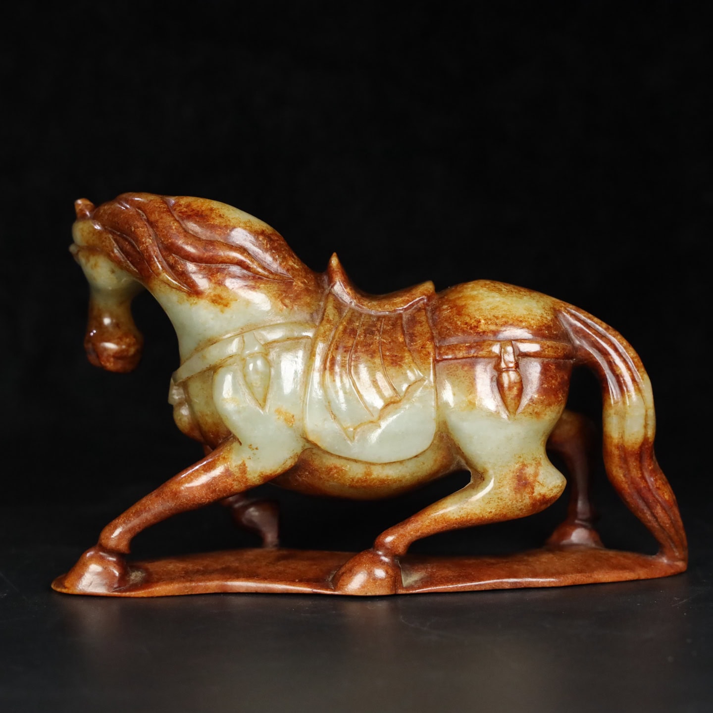 Chinese Natural Jade Carved Horses