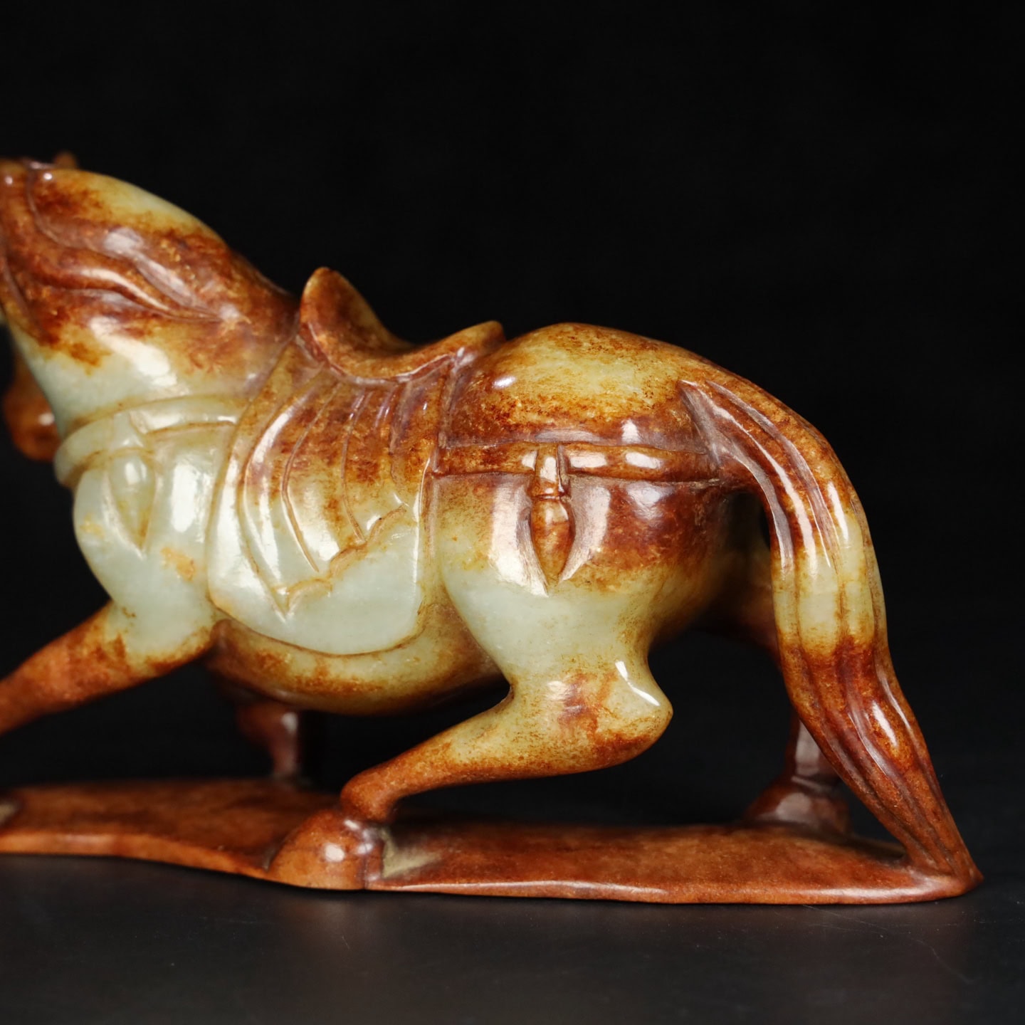 Chinese Natural Jade Carved Horses