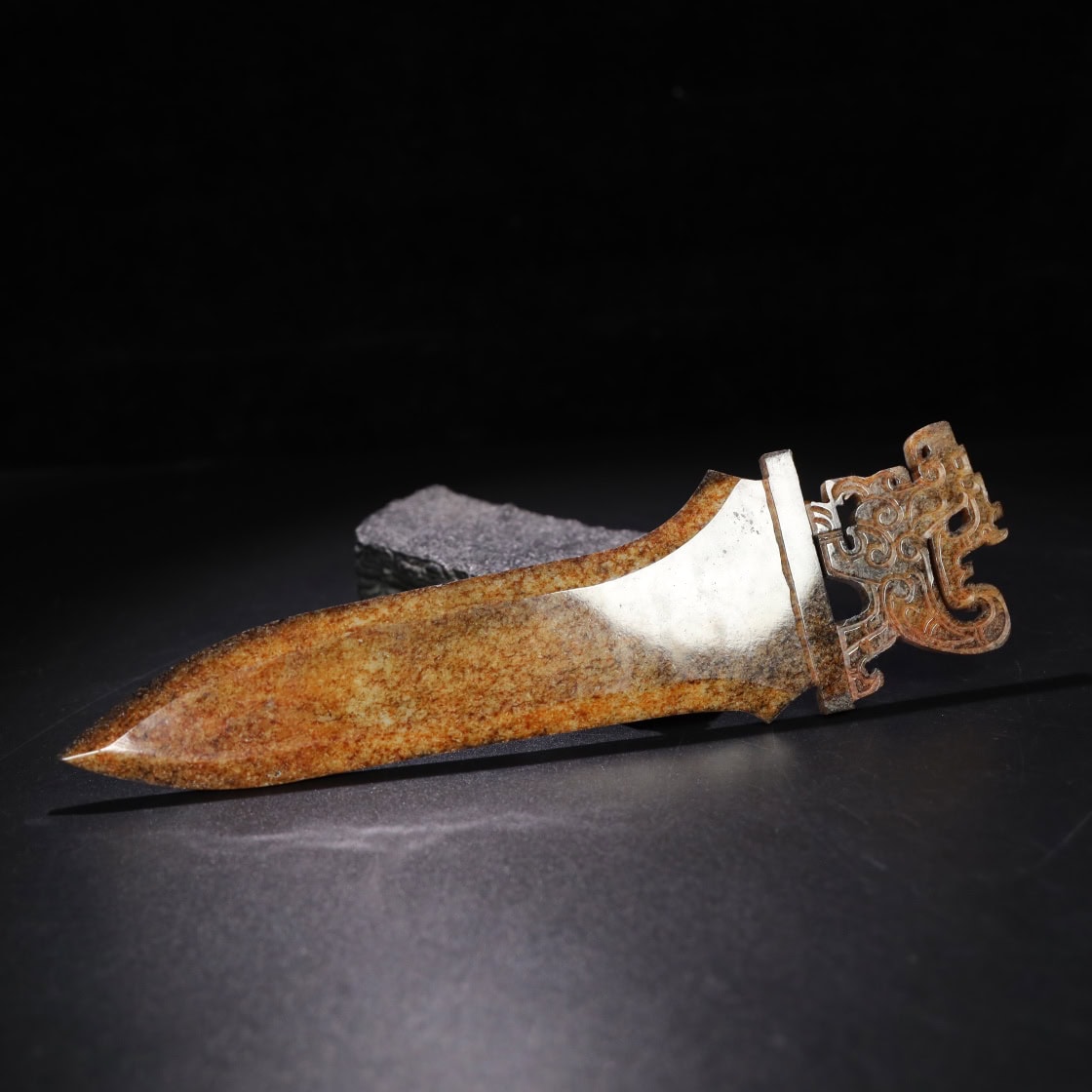 Chinese Natural Jade Carved Weapons