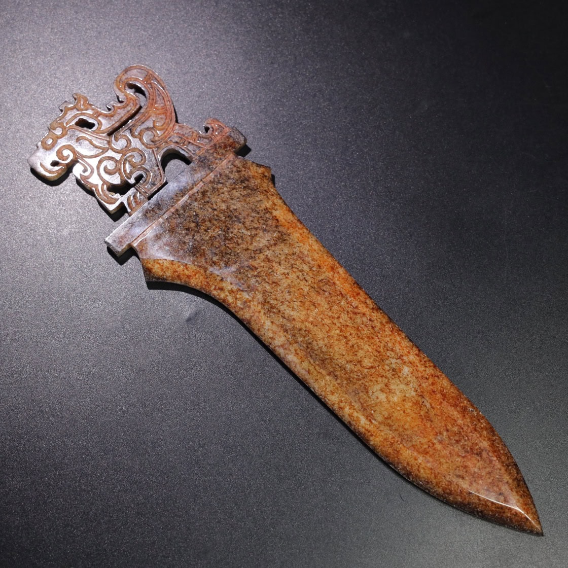 Chinese Natural Jade Carved Weapons