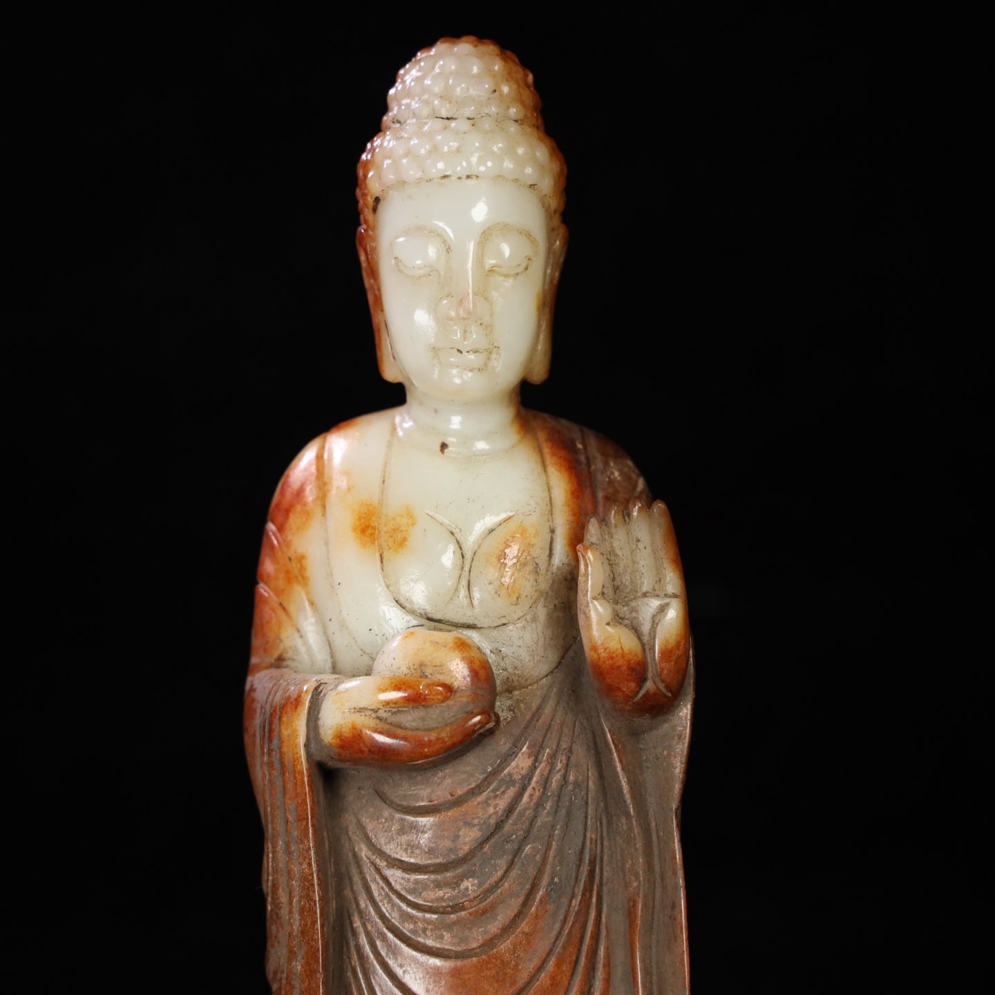 Chinese Natural Jade Carved Buddha Statue