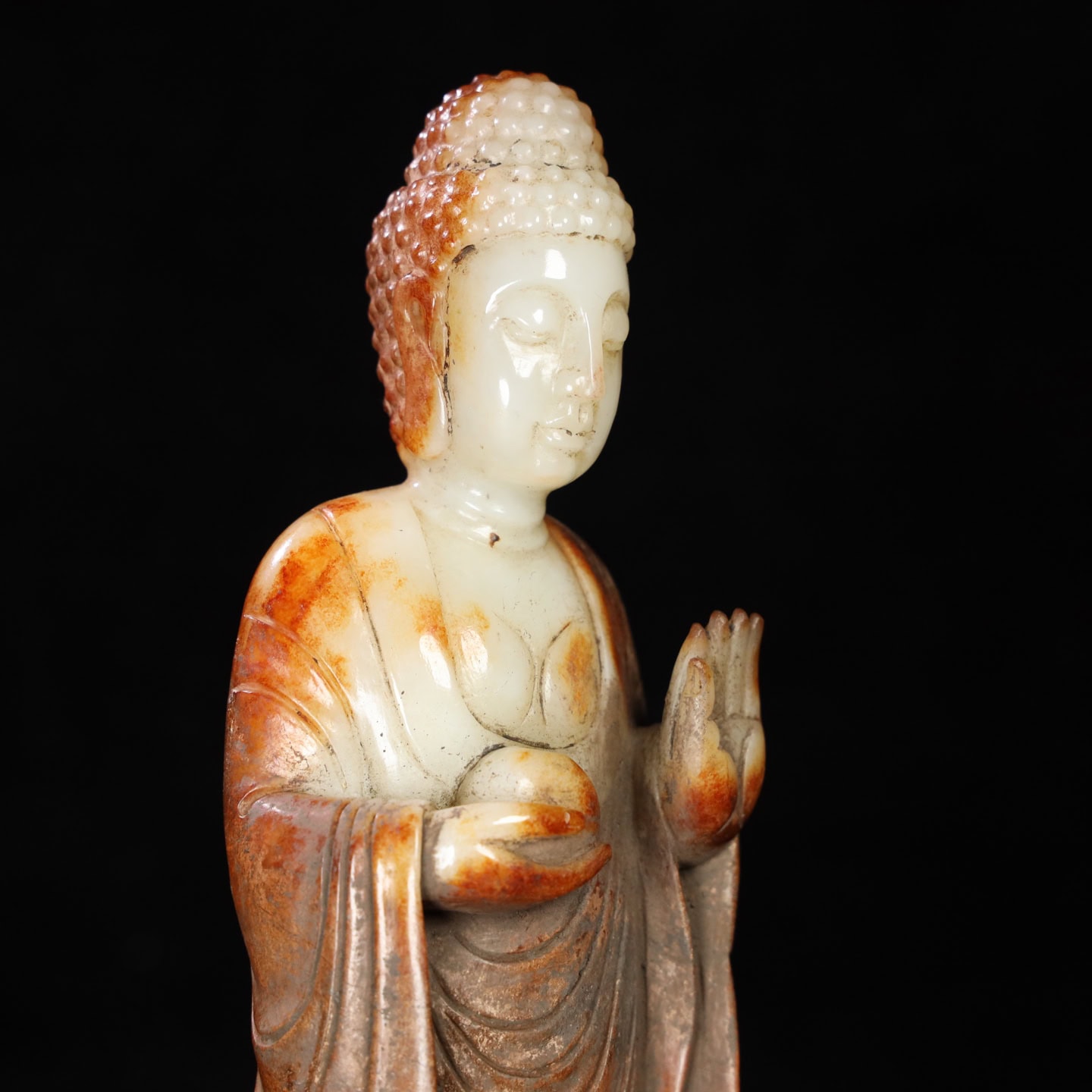 Chinese Natural Jade Carved Buddha Statue