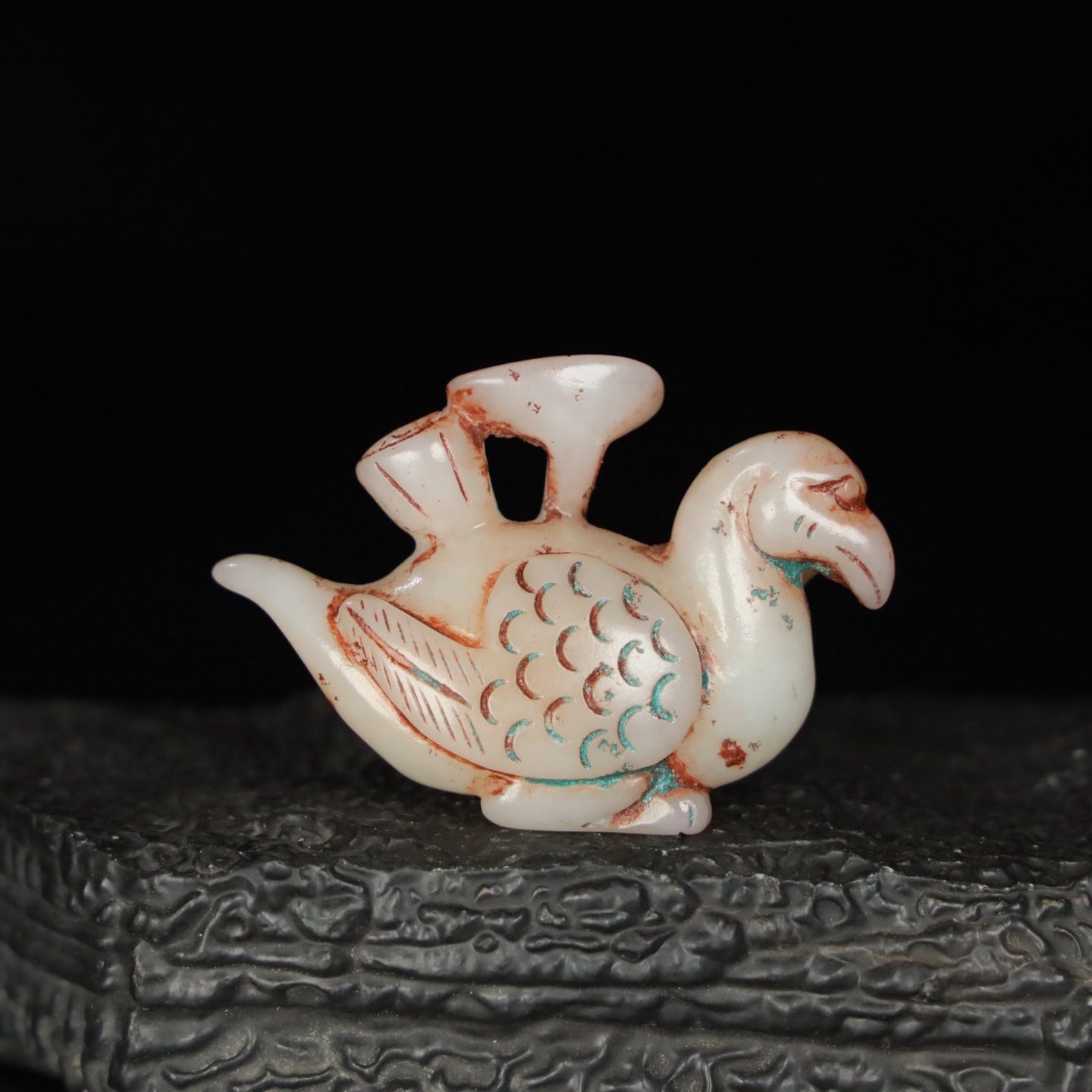 Chinese Natural Jade Carved Goose
