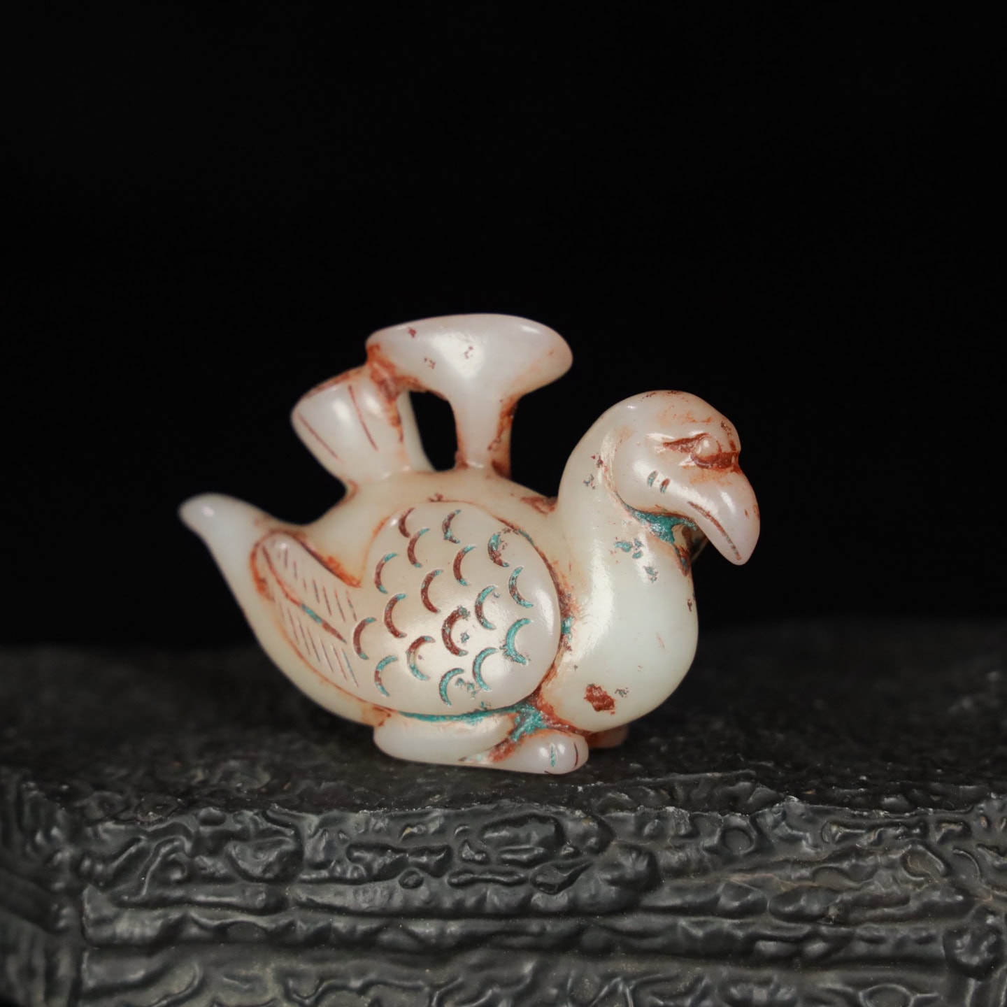 Chinese Natural Jade Carved Goose