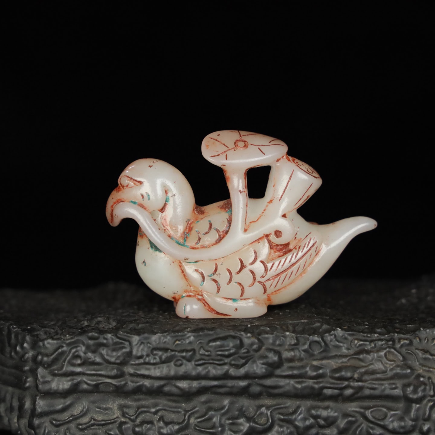 Chinese Natural Jade Carved Goose