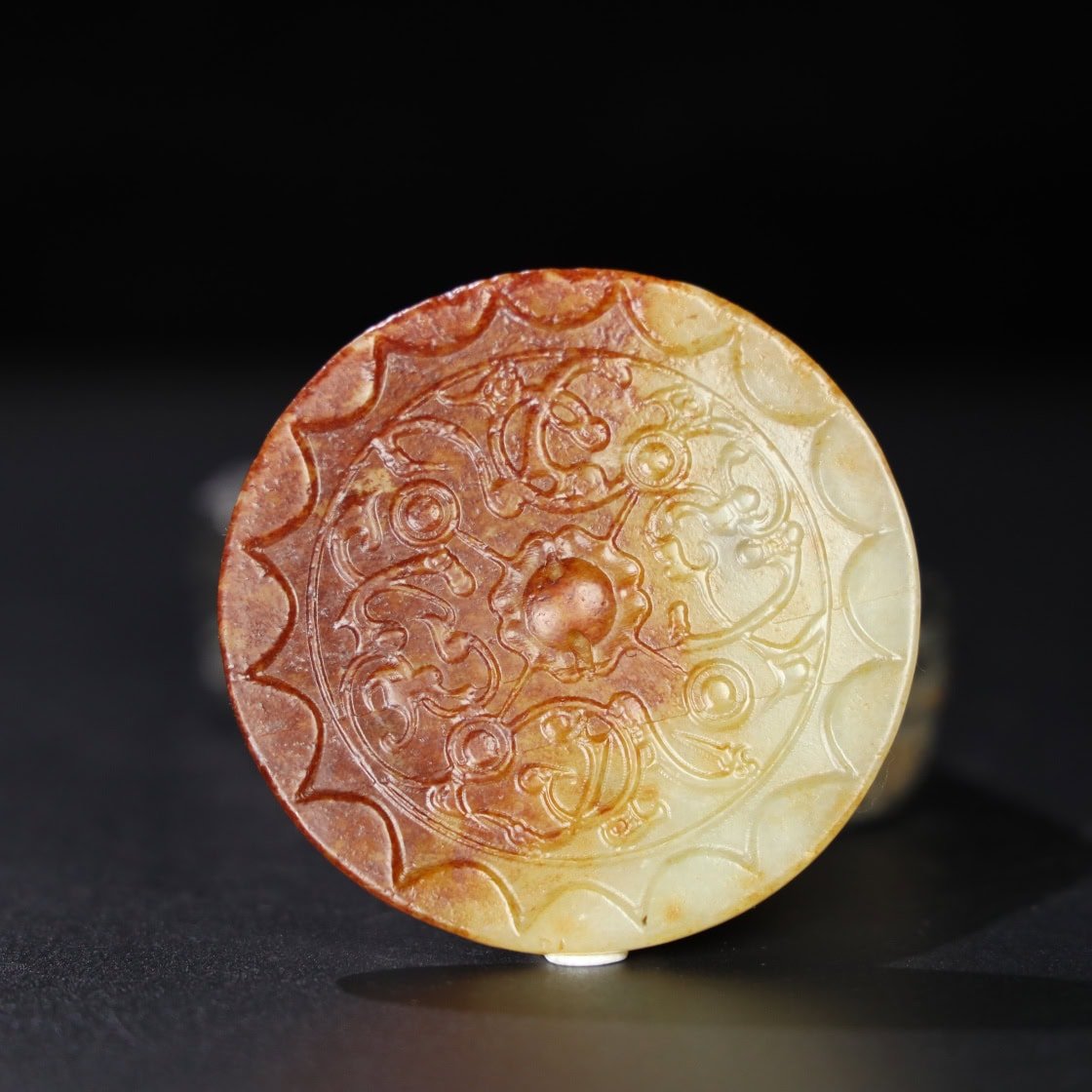 Chinese Natural Jade Carved Mirror