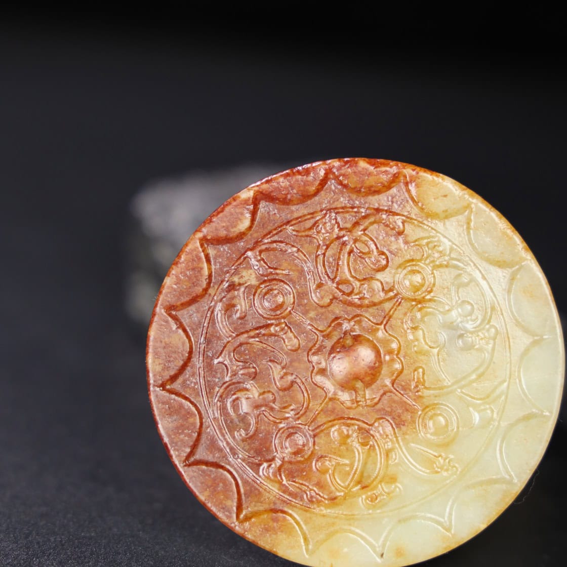 Chinese Natural Jade Carved Mirror