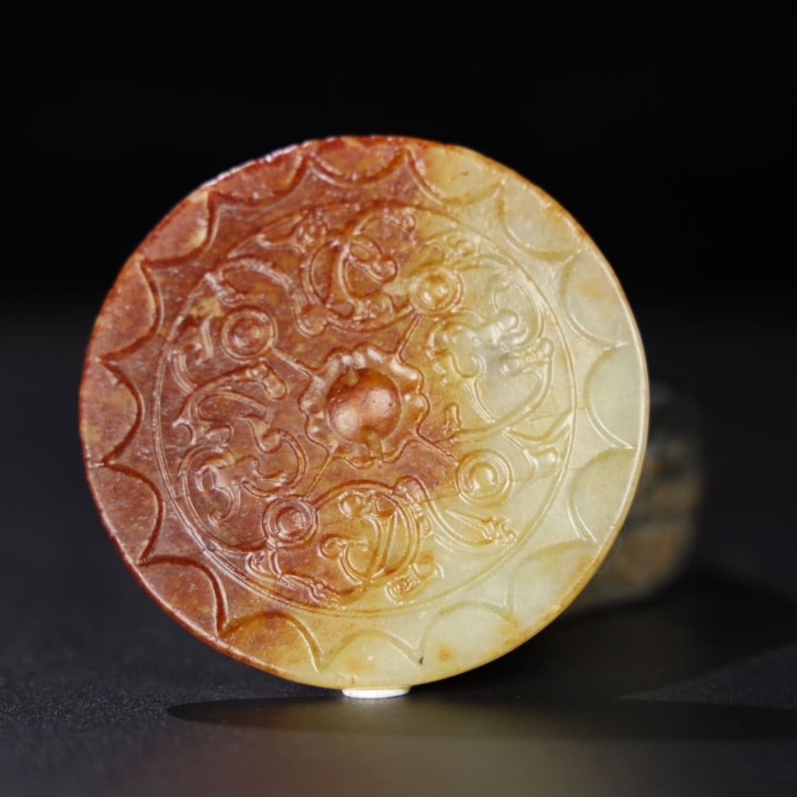 Chinese Natural Jade Carved Mirror