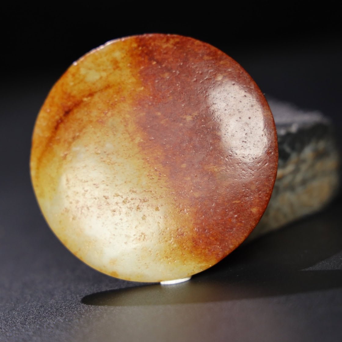 Chinese Natural Jade Carved Mirror