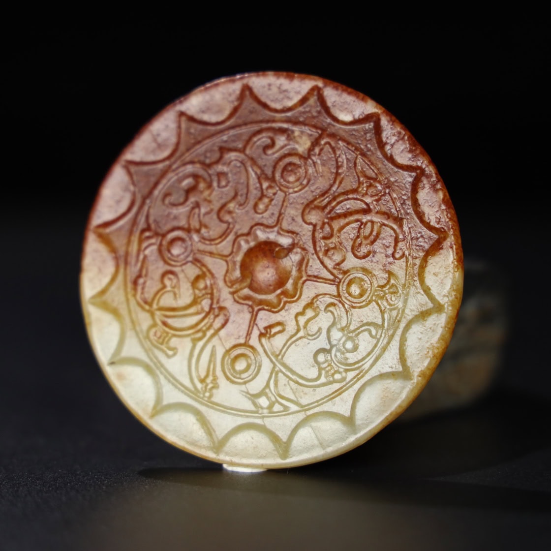Chinese Natural Jade Carved Mirror