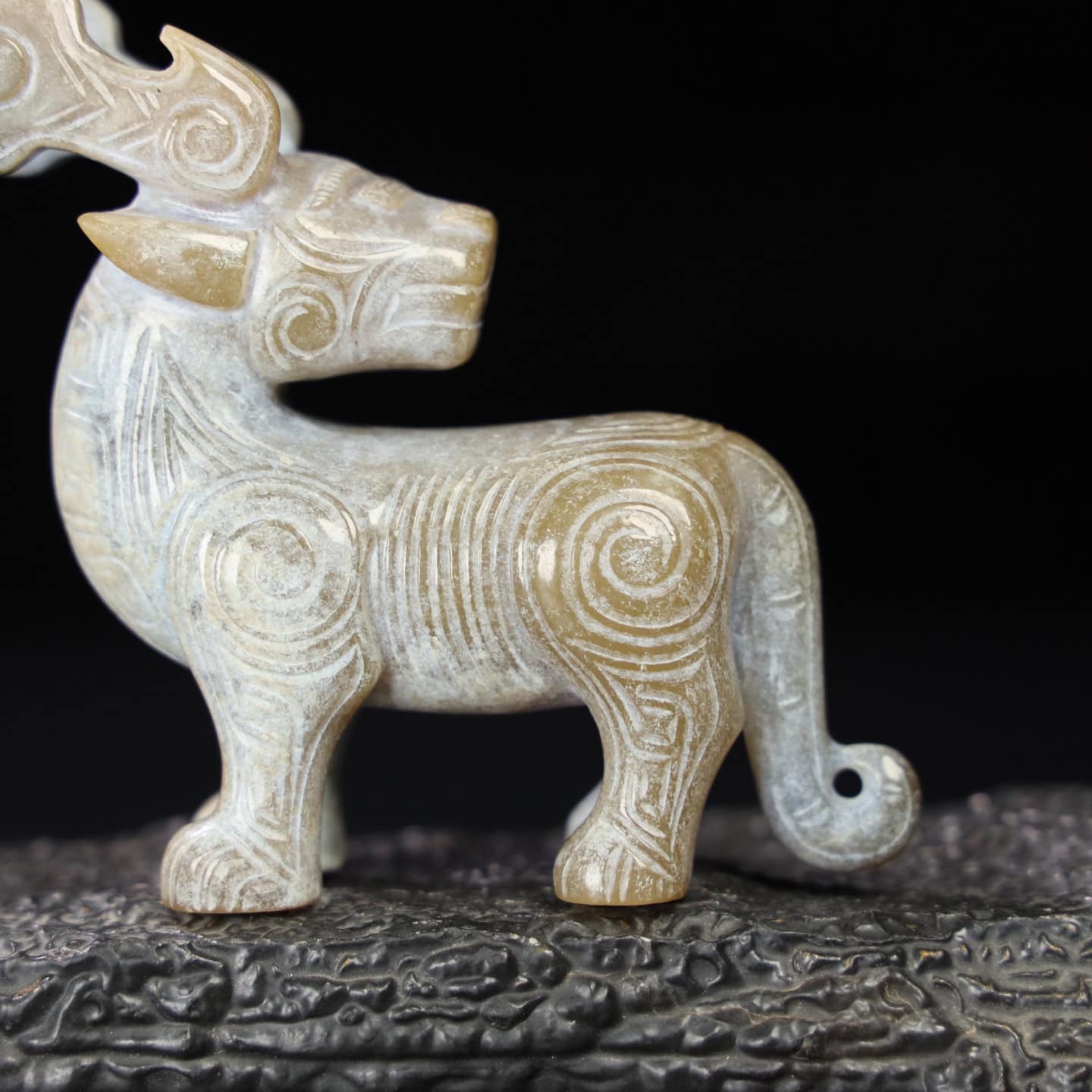 Chinese Natural Jade Carved Deer Pendant