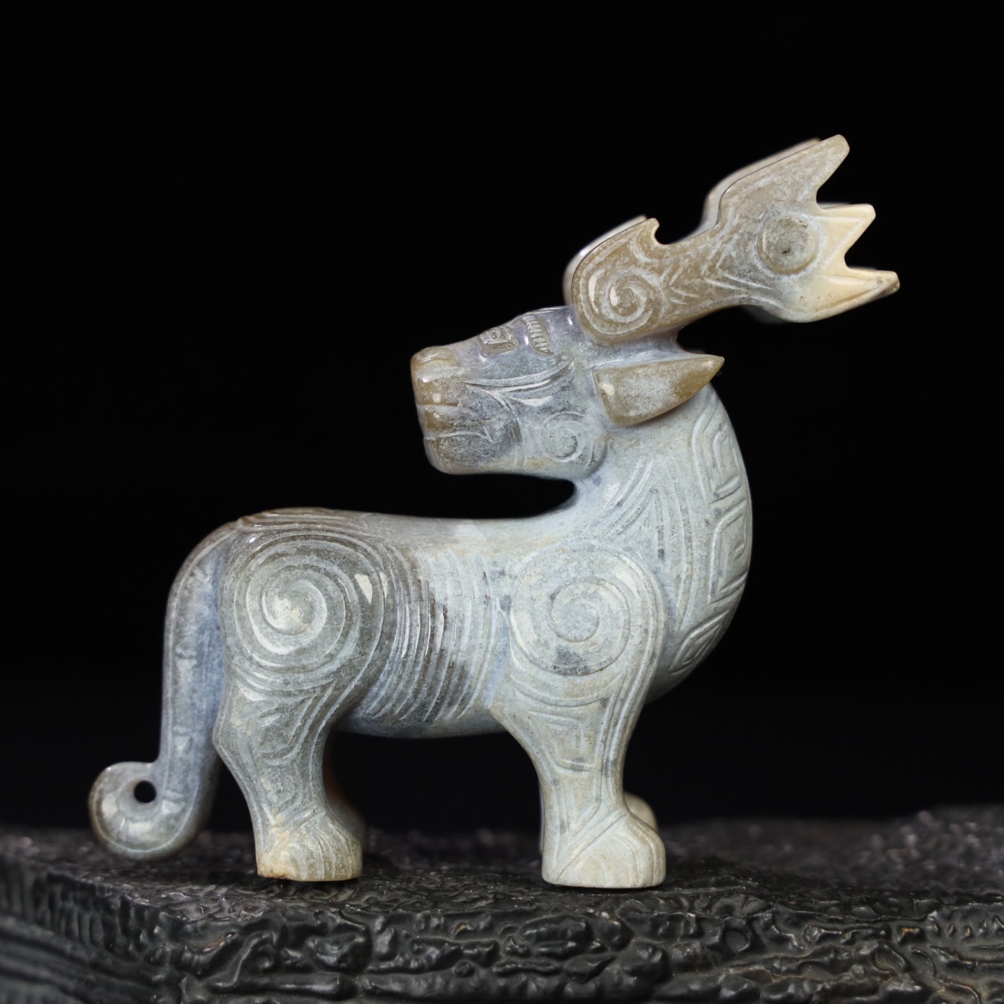 Chinese Natural Jade Carved Deer Pendant