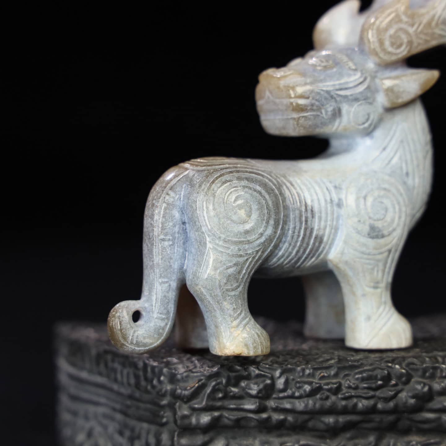 Chinese Natural Jade Carved Deer Pendant