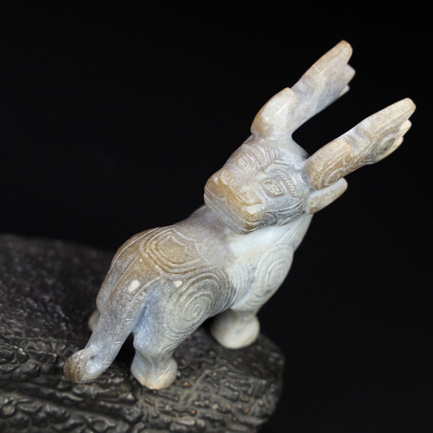 Chinese Natural Jade Carved Deer Pendant