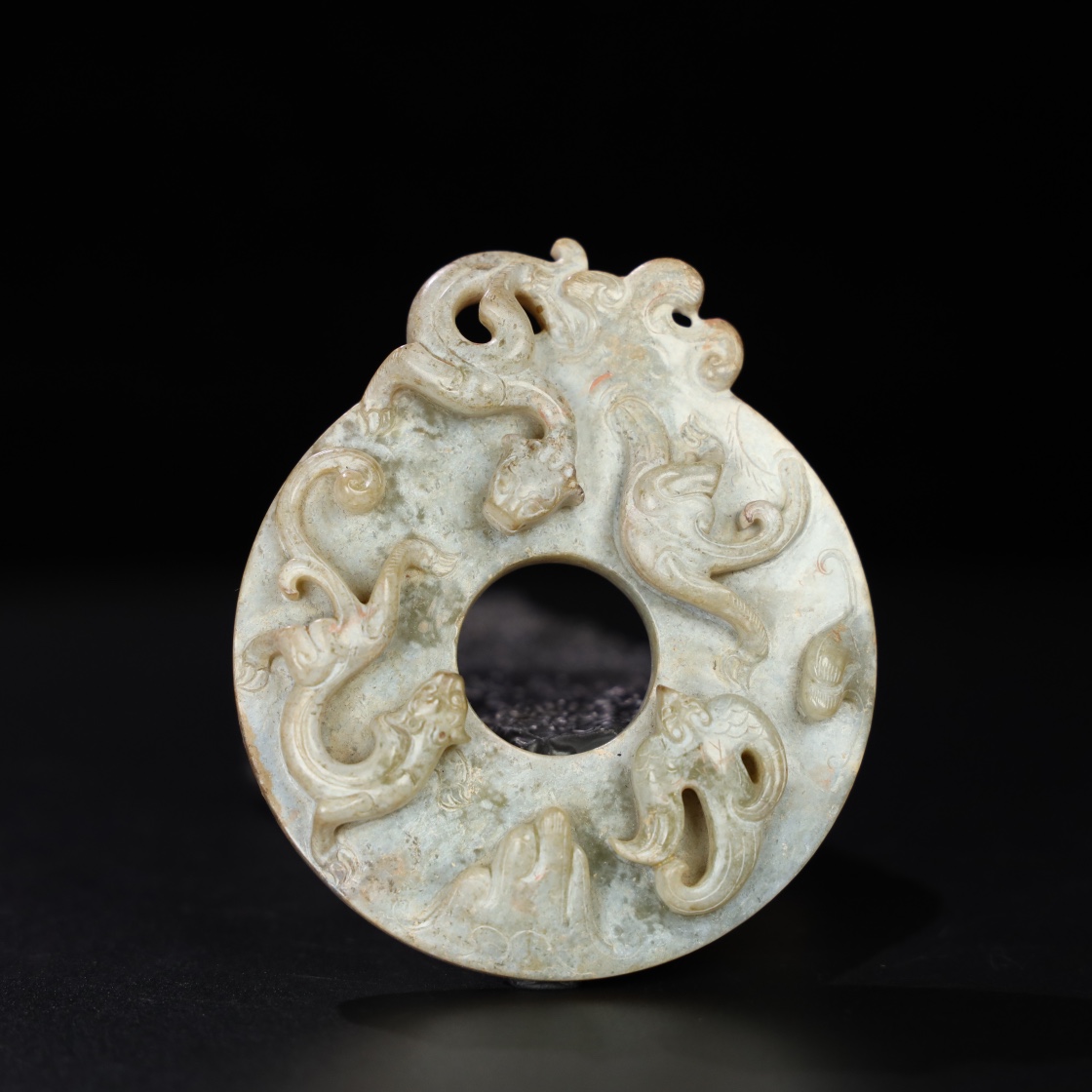 Chinese Natural Jade Carved Dragon Pendant