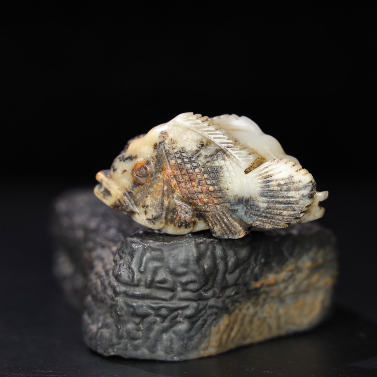 Chinese Natural Jade Carved Fish
