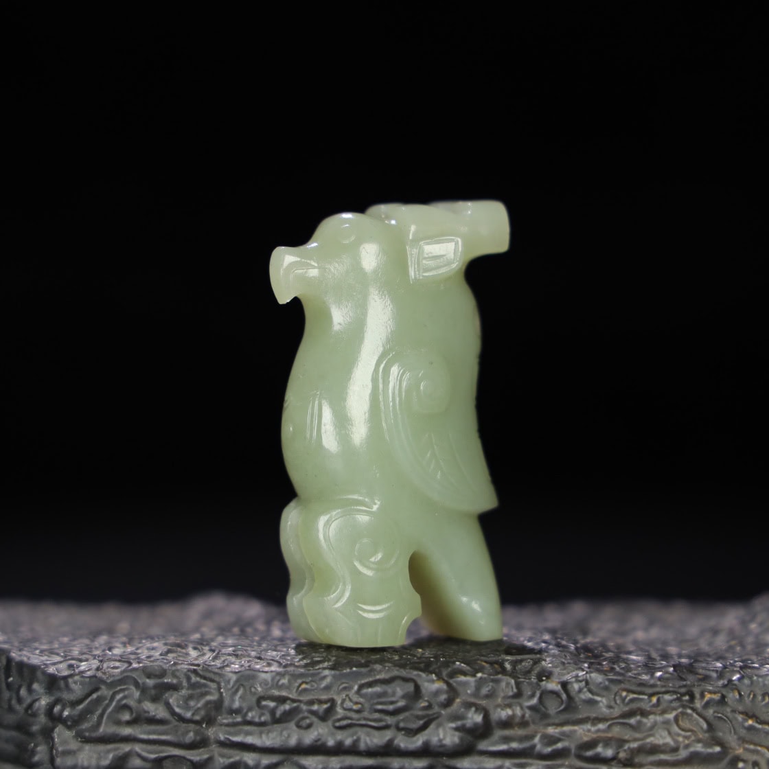 Chinese Natural Jade Carved Bird