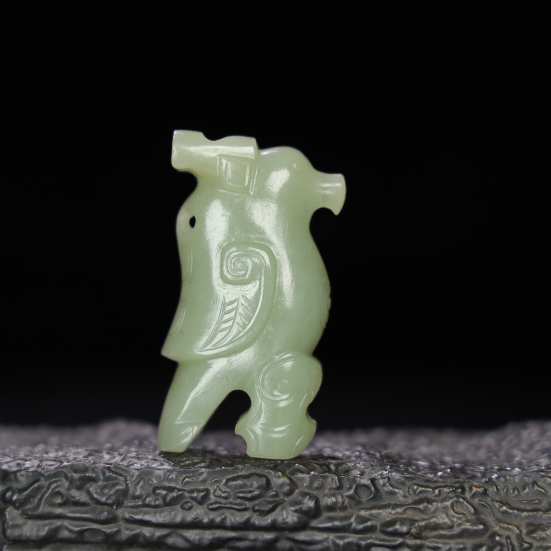 Chinese Natural Jade Carved Bird