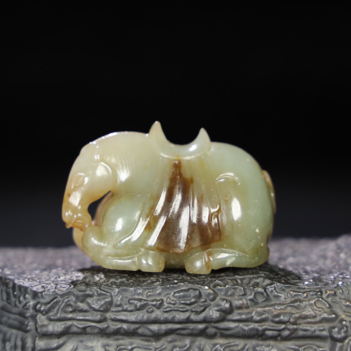 Chinese Natural Jade Carved Horses