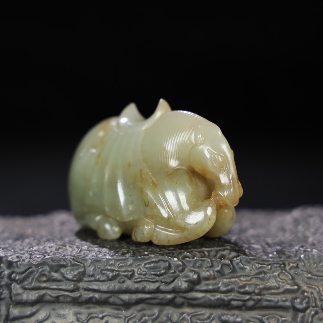 Chinese Natural Jade Carved Horses