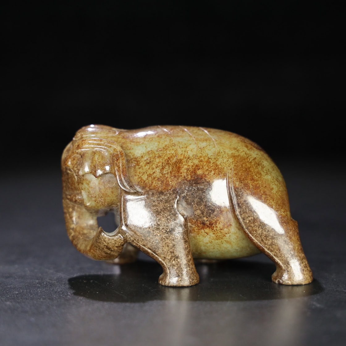 Chinese Natural Jade Carved Elephants
