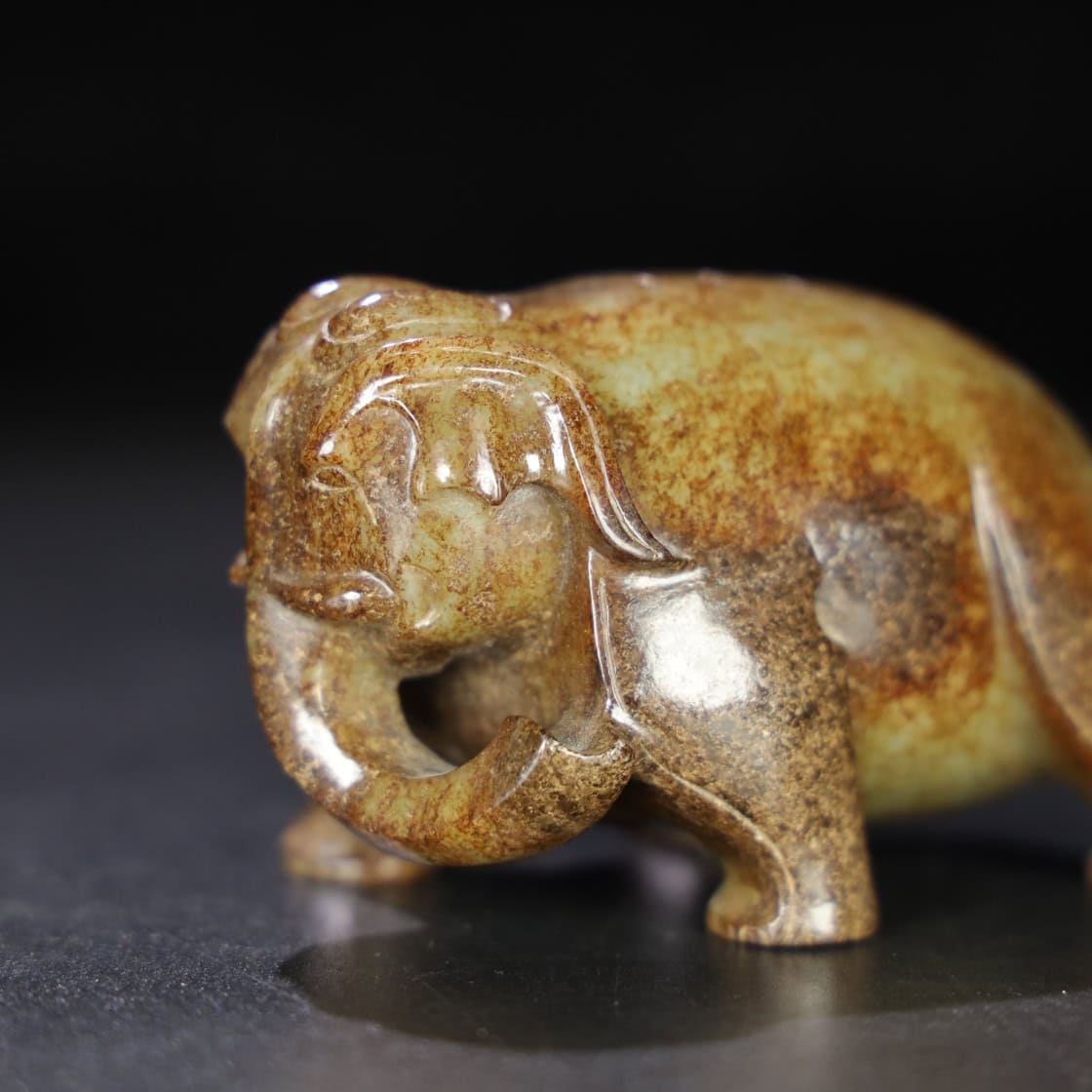 Chinese Natural Jade Carved Elephants