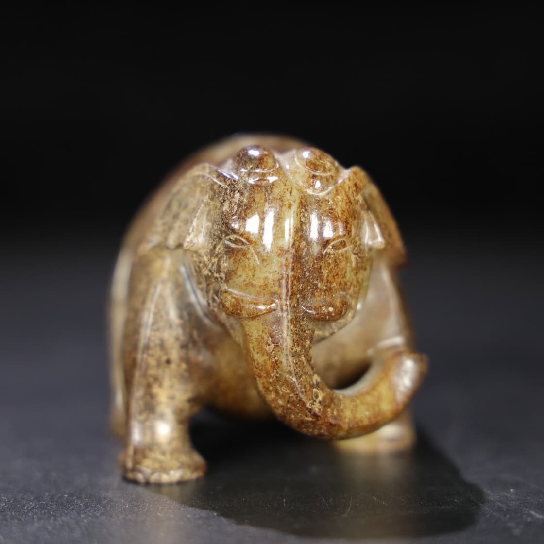 Chinese Natural Jade Carved Elephants