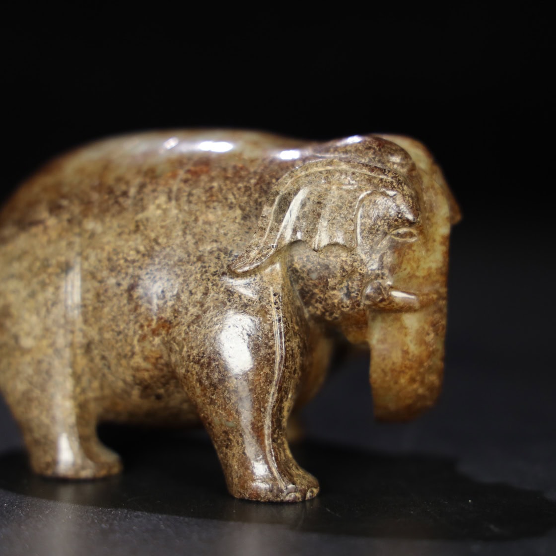 Chinese Natural Jade Carved Elephants