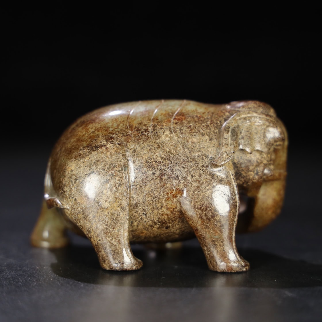 Chinese Natural Jade Carved Elephants