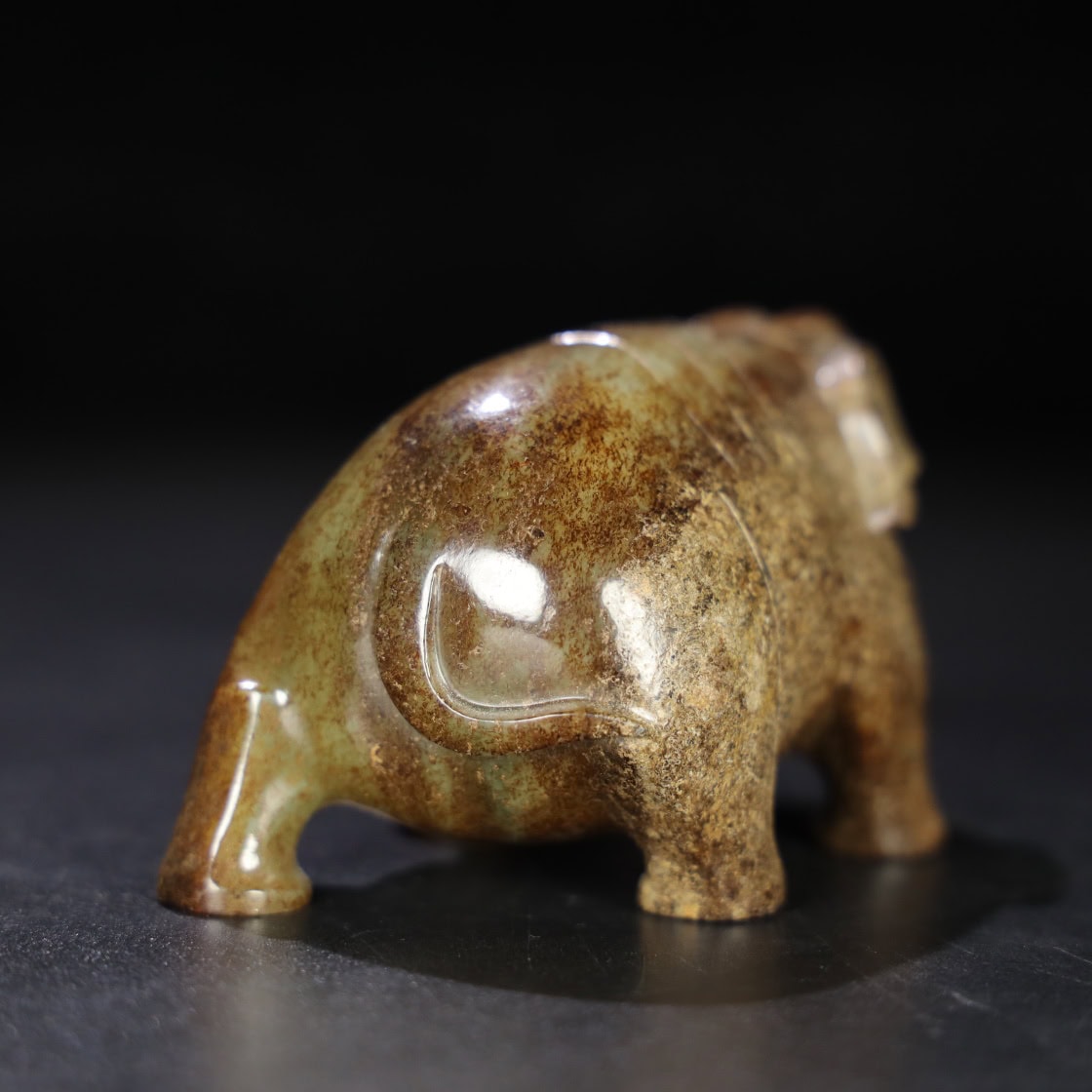 Chinese Natural Jade Carved Elephants