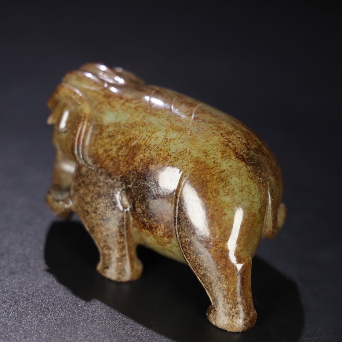 Chinese Natural Jade Carved Elephants