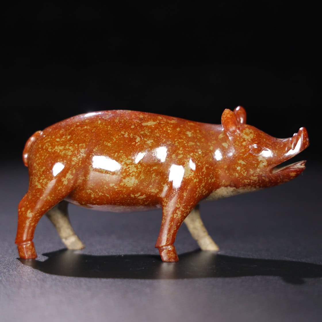 Chinese Natural Jade Carved Pigs