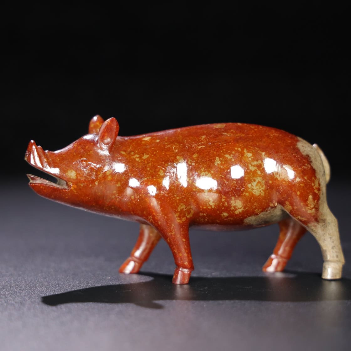 Chinese Natural Jade Carved Pigs