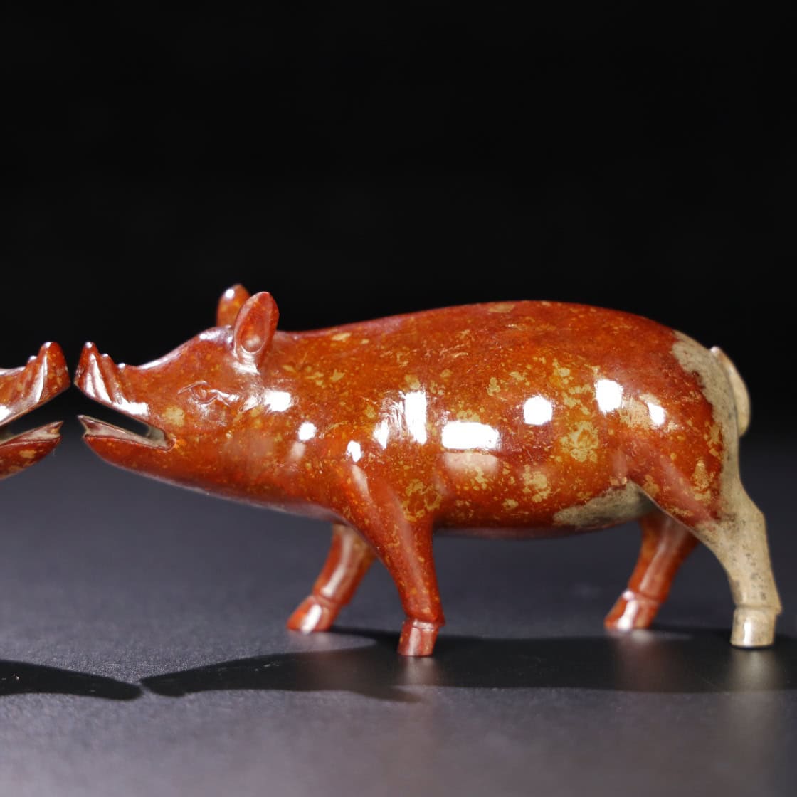 Chinese Natural Jade Carved Pigs