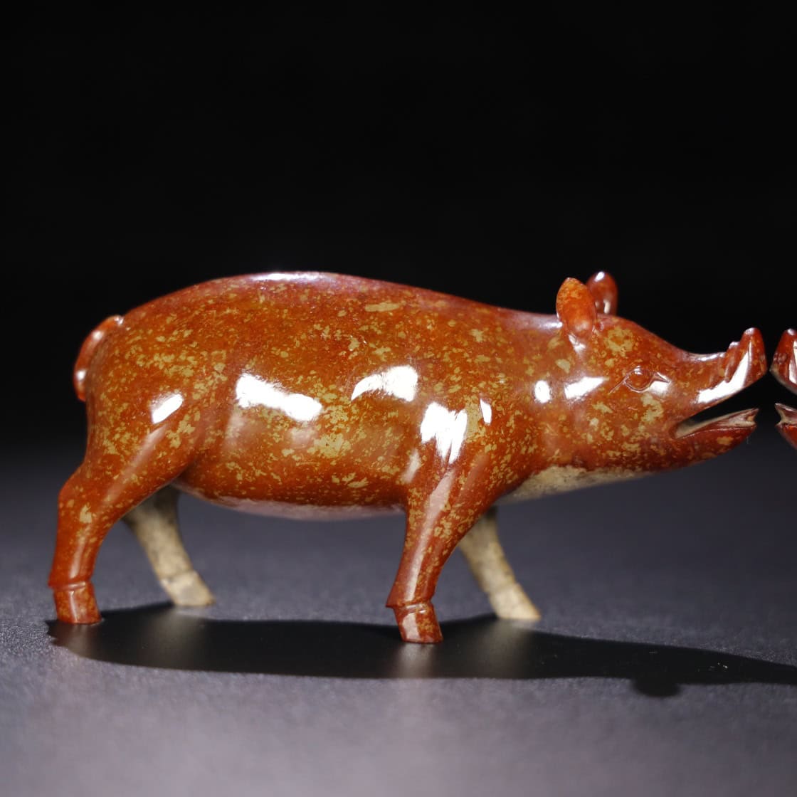 Chinese Natural Jade Carved Pigs