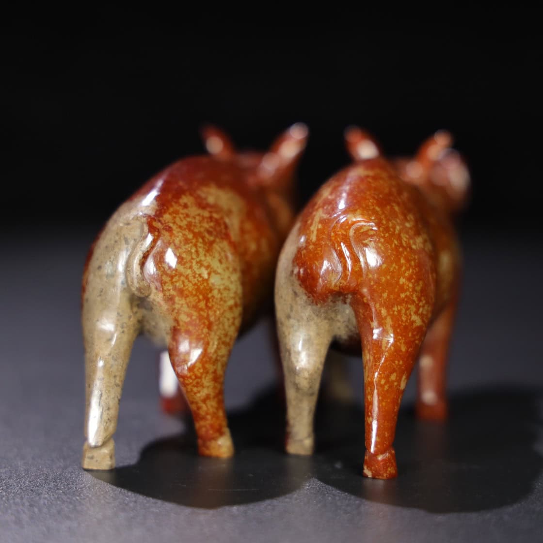Chinese Natural Jade Carved Pigs