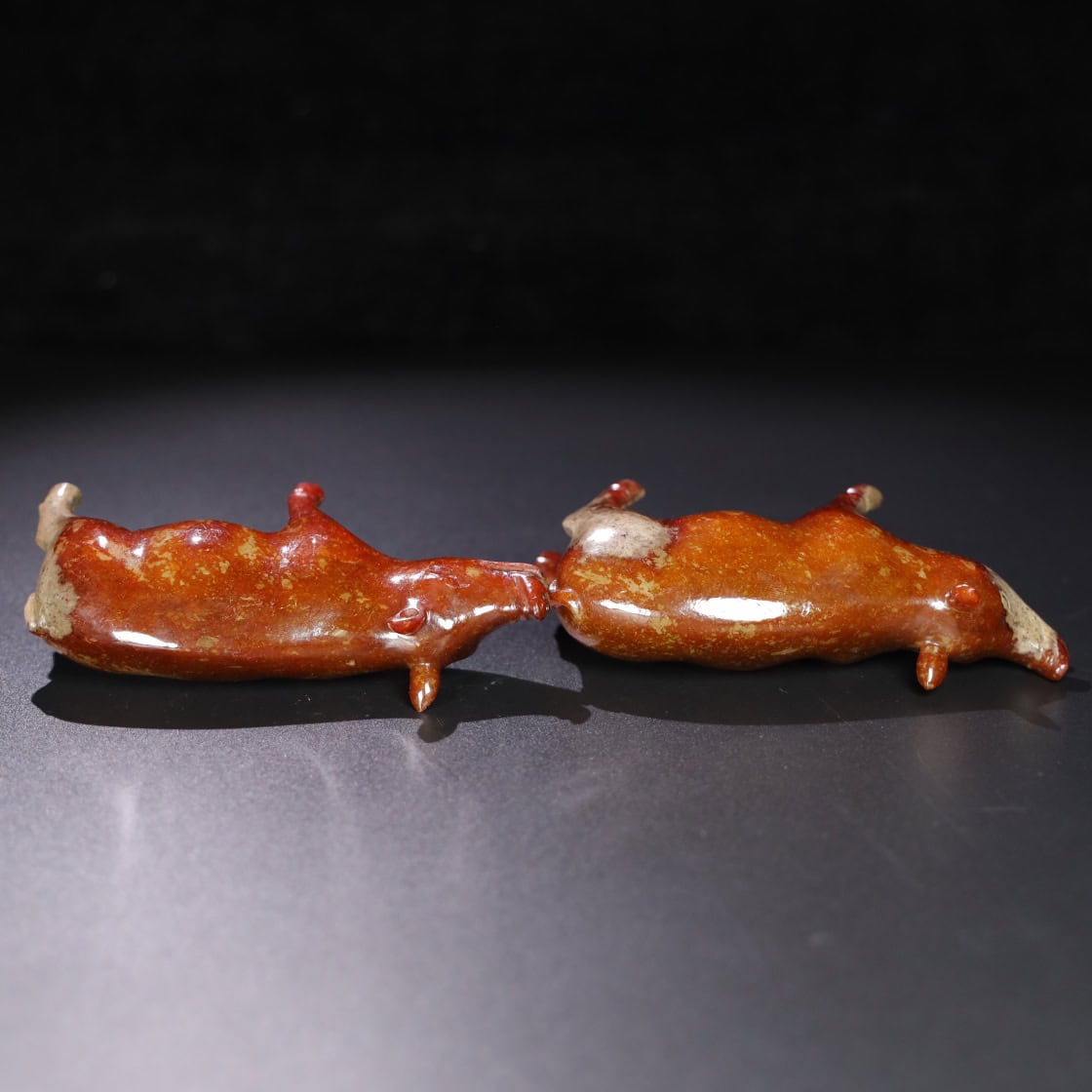Chinese Natural Jade Carved Pigs