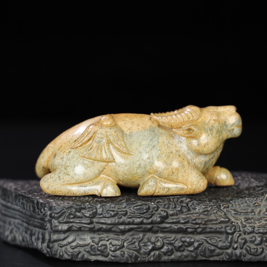 Chinese Natural Jade Carved Cow