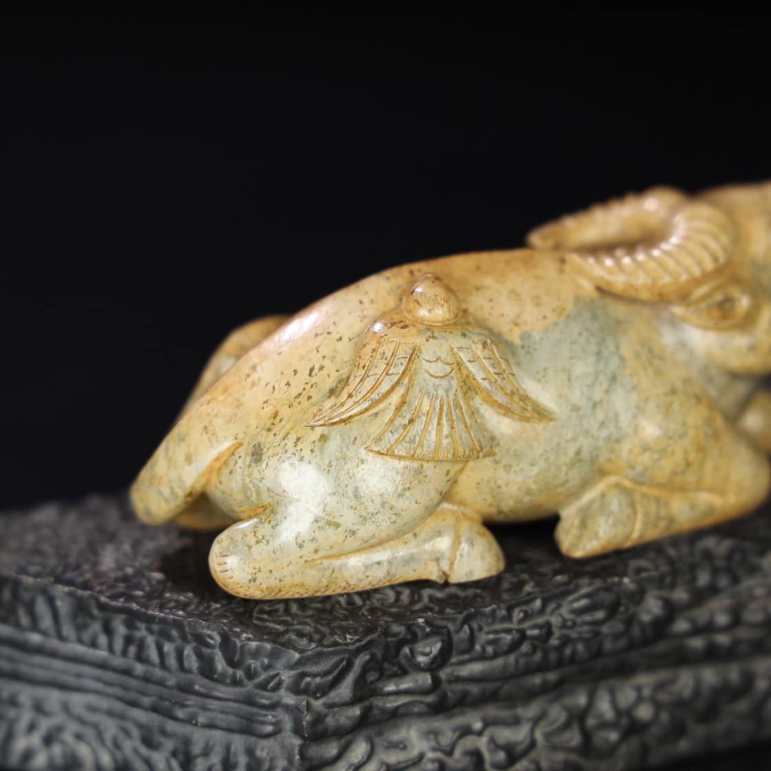 Chinese Natural Jade Carved Cow