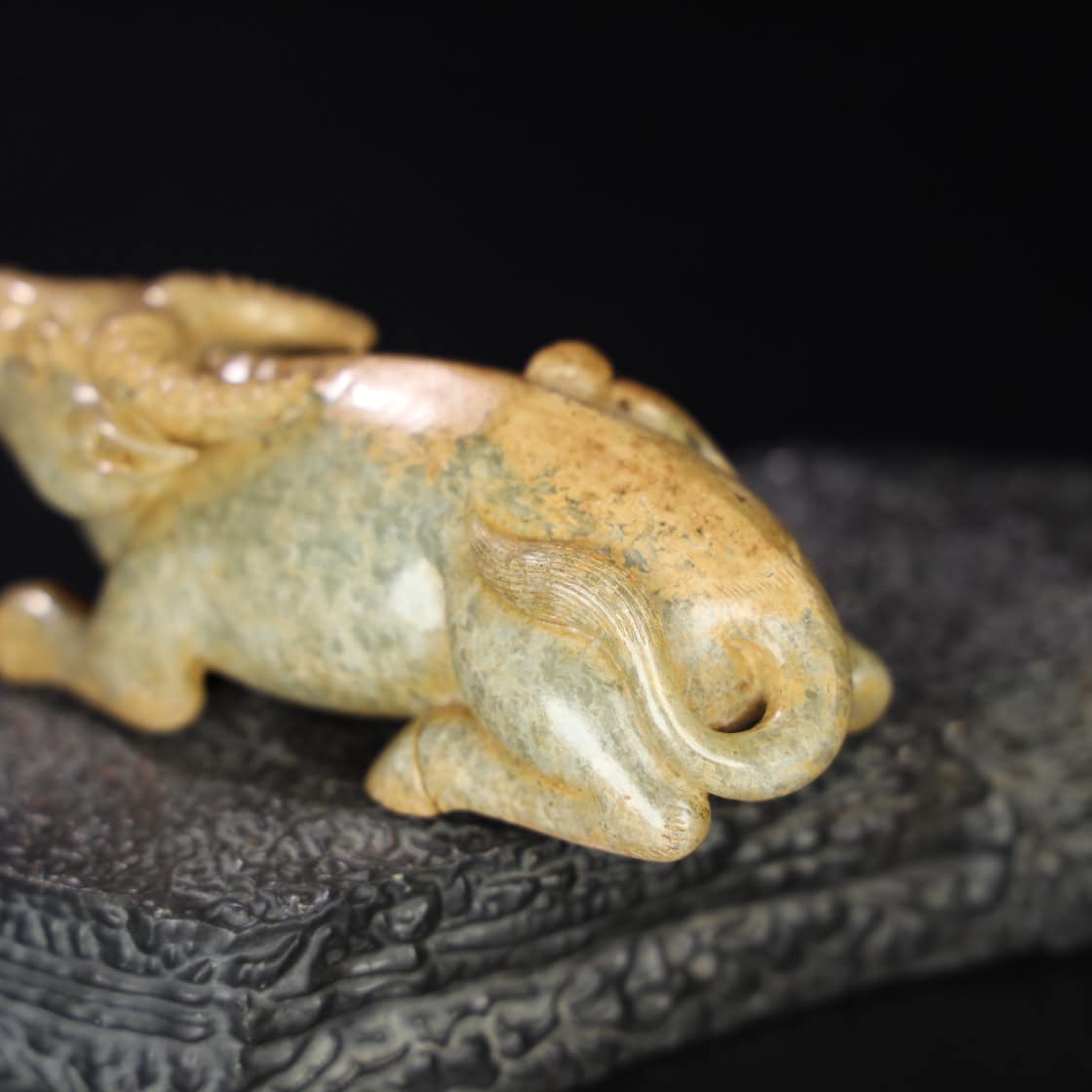Chinese Natural Jade Carved Cow